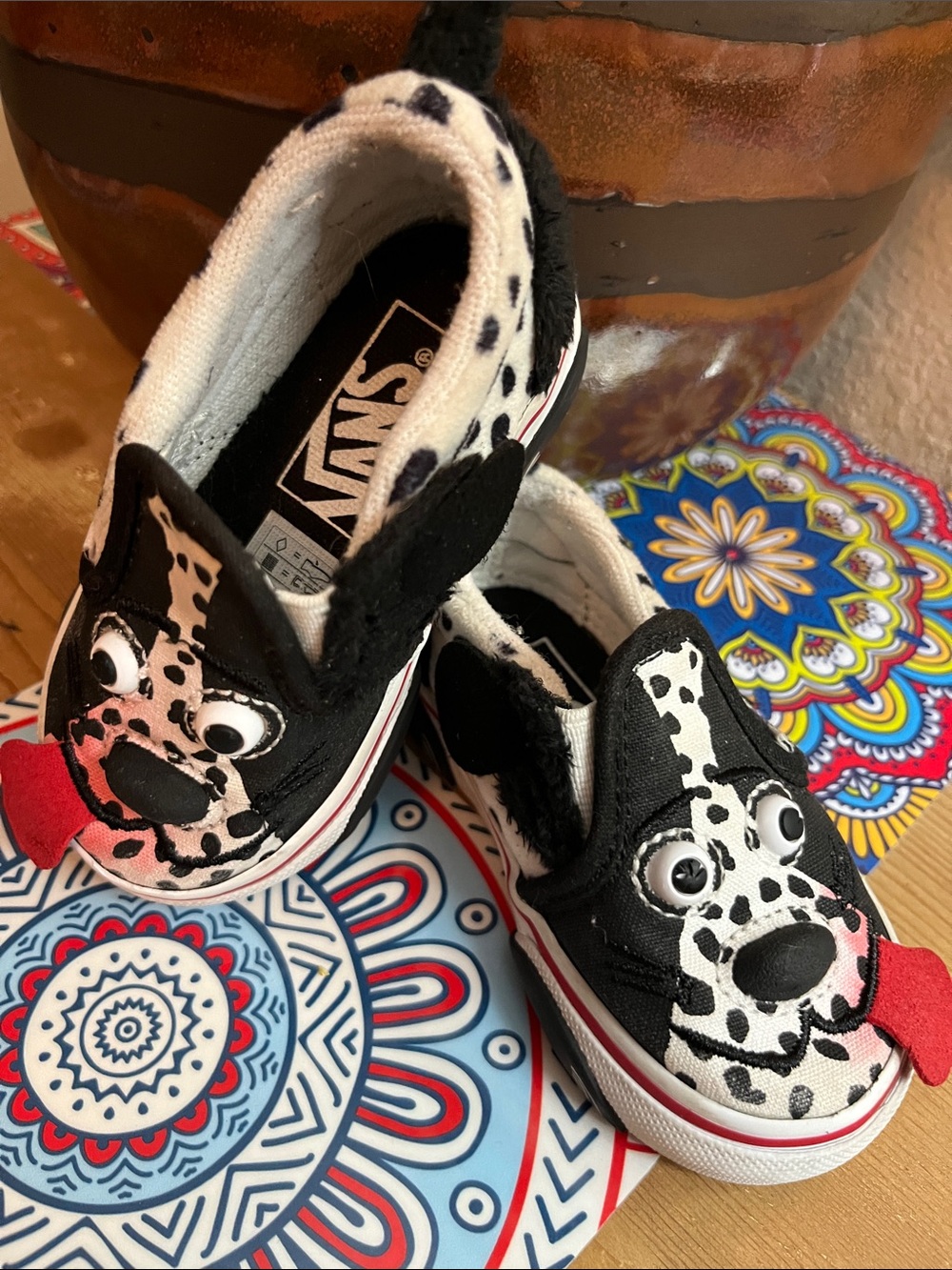 Vans Kids Dalmatian Slip-On Sneakers Sz 4.0 baby